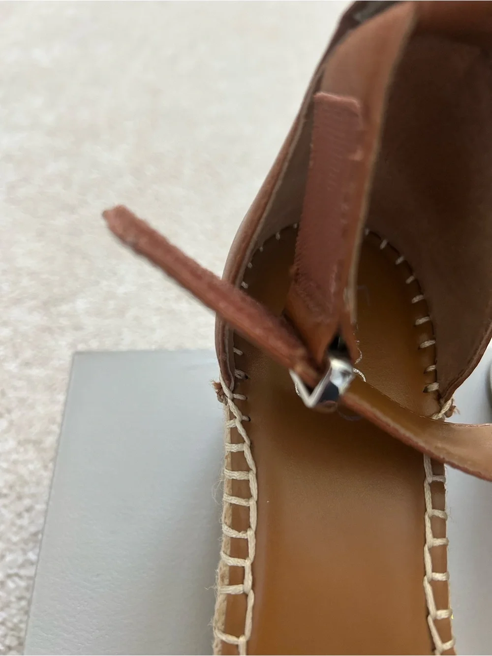 Franco Sarto Tan Leather Espadrille Wedge Sandals with Ankle Strap